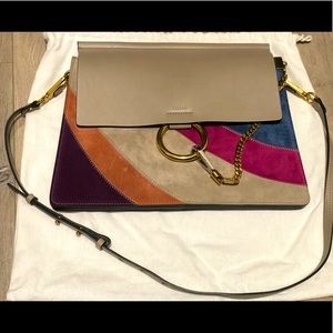 RARE LIMITED EDITION Multi-Color Chloe Faye Medium Suede and Leather Bag